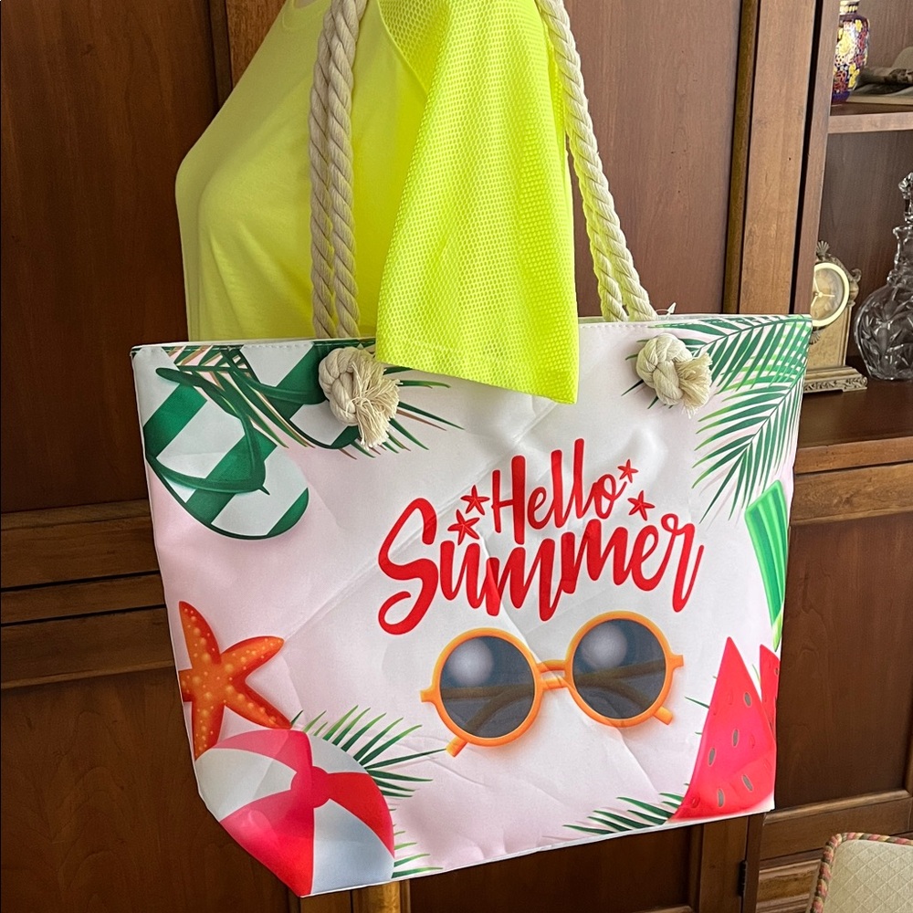 Hello Summer Beach Tote Bag - Multicolor - Picture 3 of 11